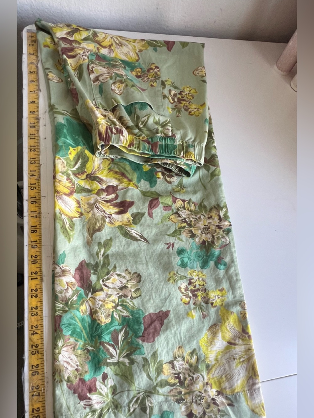 TALBOTS WIDE LEG WASHED LINEN PANTS - DYNAMIC FLORAL Green M NWT - Picture 10 of 11